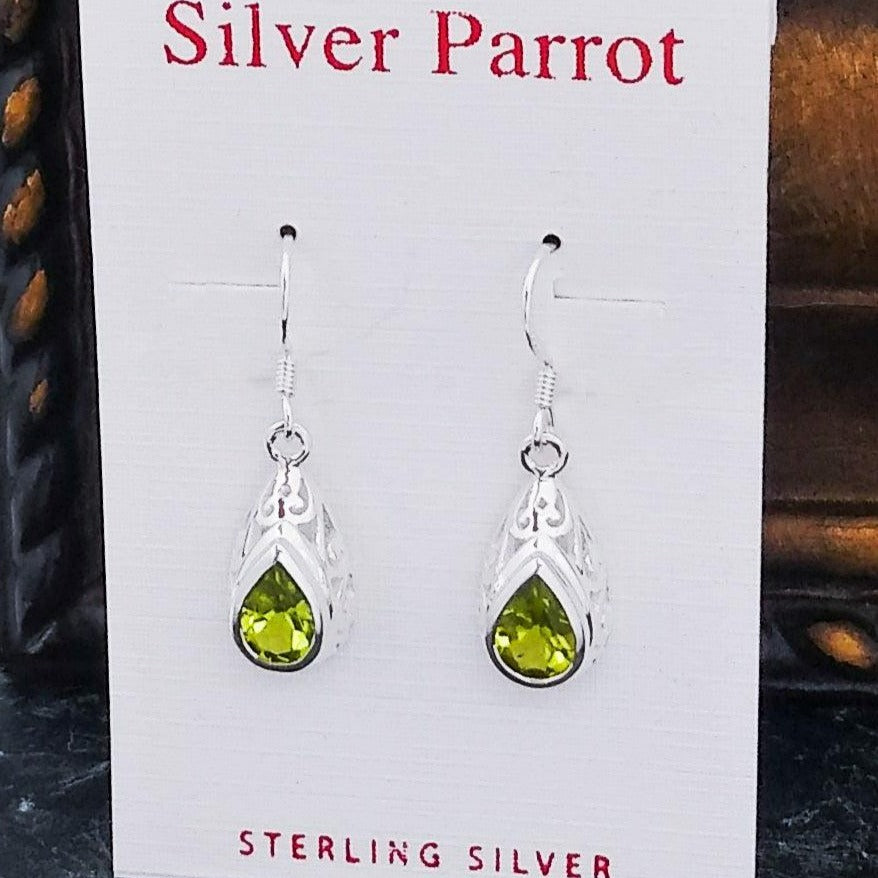 Sterling Silver Earrings With Peridot - Silver Parrot, Inc. 