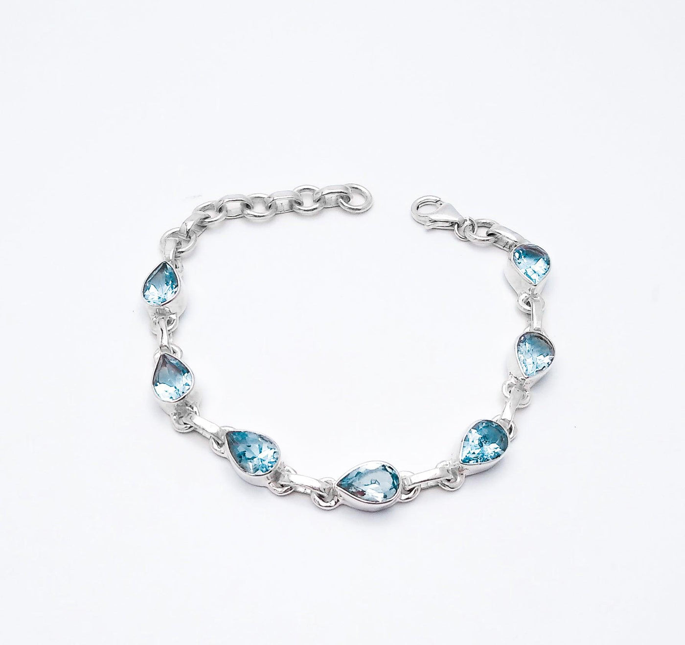 Sterling Bracelet With 7 Blue Topaz Stones - Silver Parrot, Inc. 