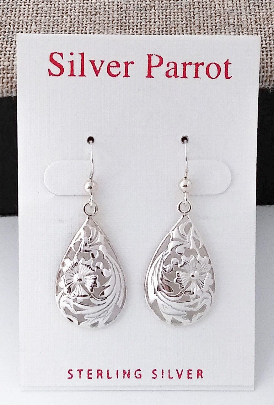 Sterling Floral Cutout Earrings - Silver Parrot, Inc. 