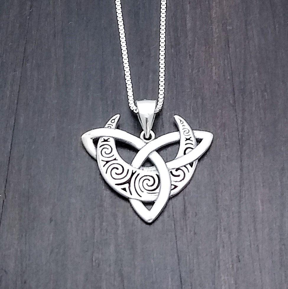 Sterling Celtic Pendant With Knot And Spiral Moon - Silver Parrot, Inc. 
