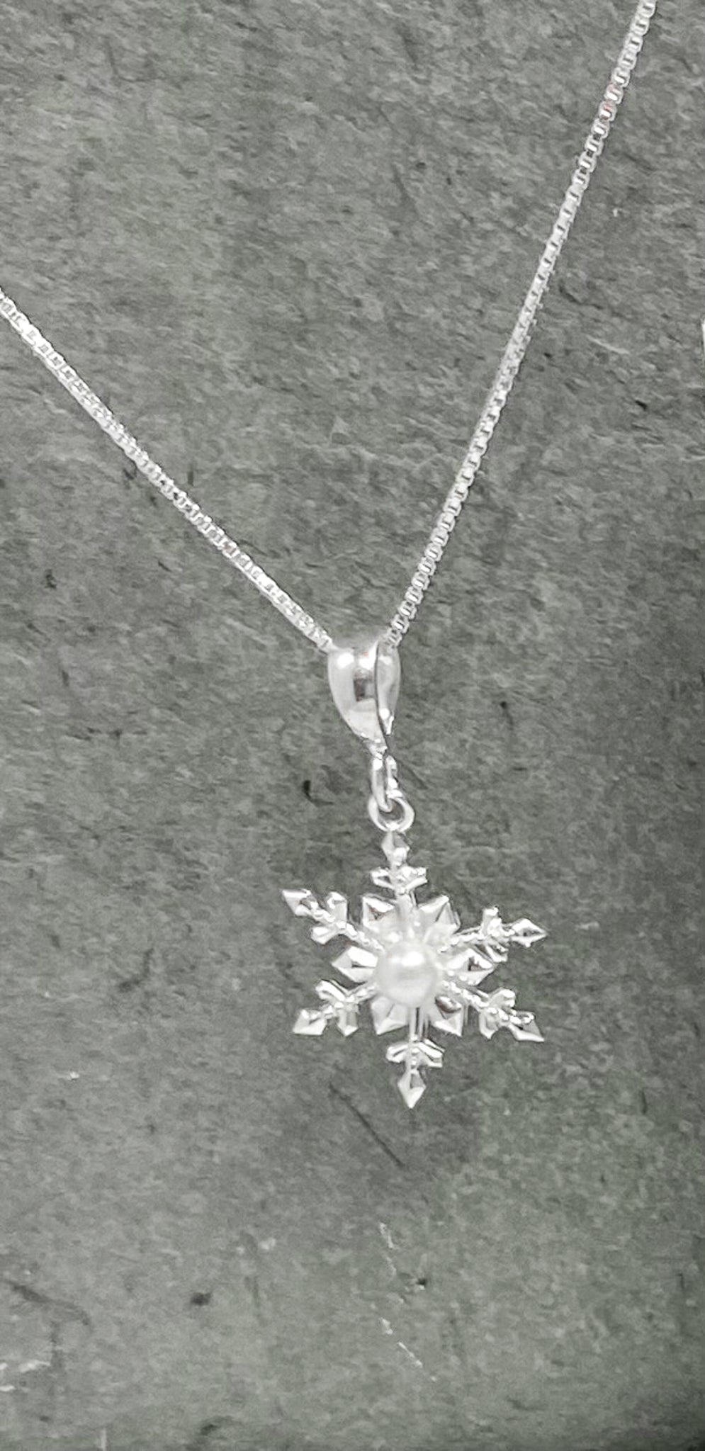Sterling Silver Snowflake Pendant With Pearl