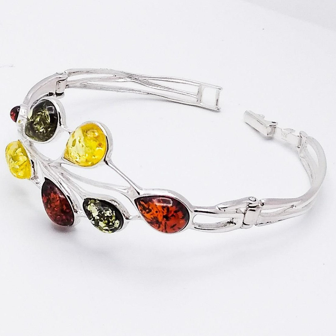 Sterling Silver Bracelet With 7 Amber Stones - Silver Parrot, Inc. 