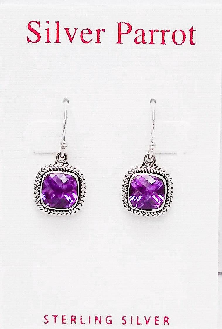 Sterling Silver Earrings With Amethyst - Silver Parrot, Inc. 