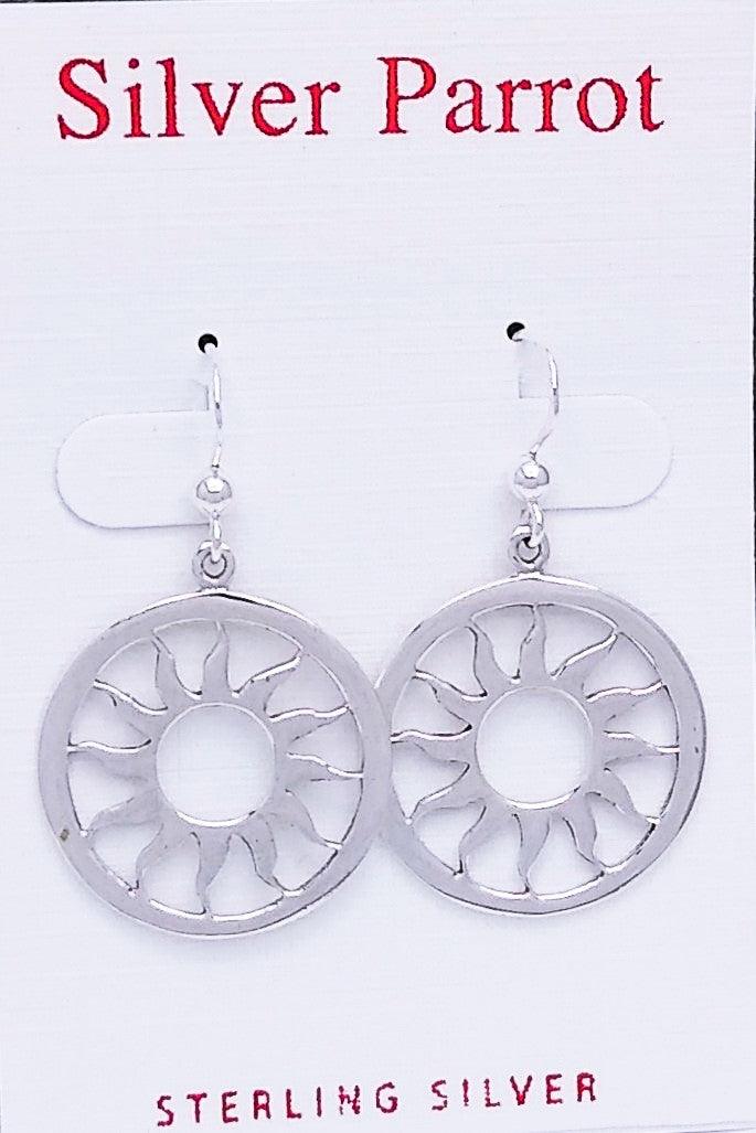 Sterling Silver Sun Earrings - Silver Parrot, Inc. 