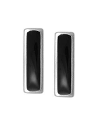 Boma sterling silver bar studs with inlaid Onyx on a simple sterling setting.