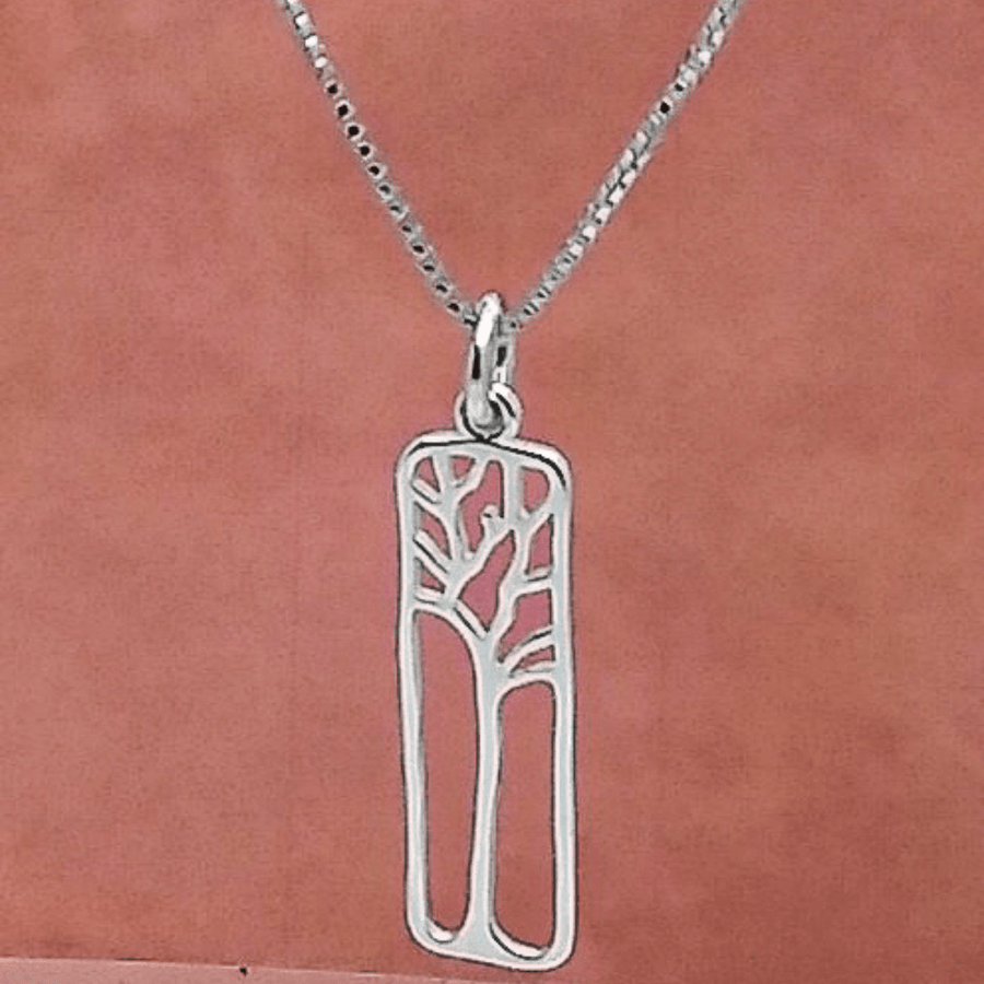 Sterling Silver Framed Tree Pendant - Silver Parrot, Inc. 